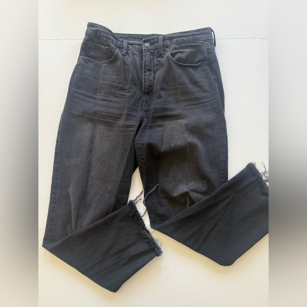Good American good boy straight cropped high waisted jeans size 10/30
